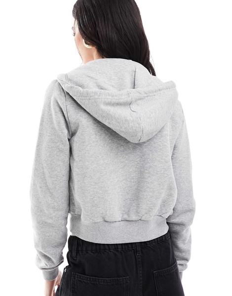 Cotton On cropped fitted zip up hoodie in gray heather