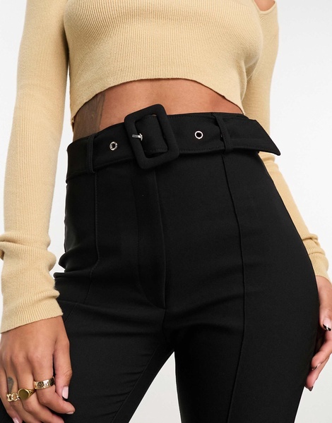 River Island belted peg pants in black