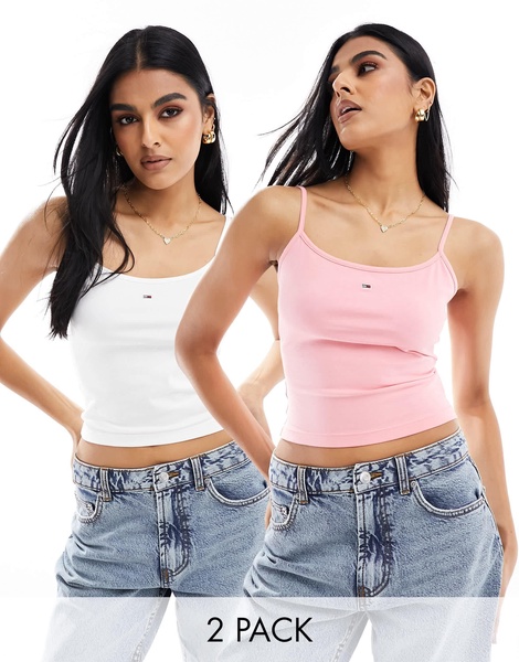 Tommy Jeans 2 pack essential strap tops in multi