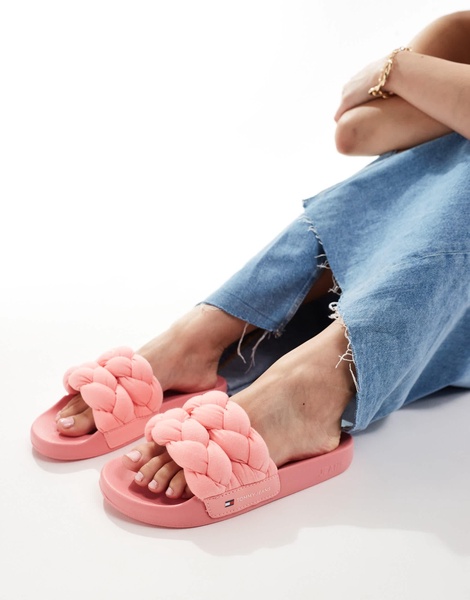 Tommy Jeans braided sliders in pink