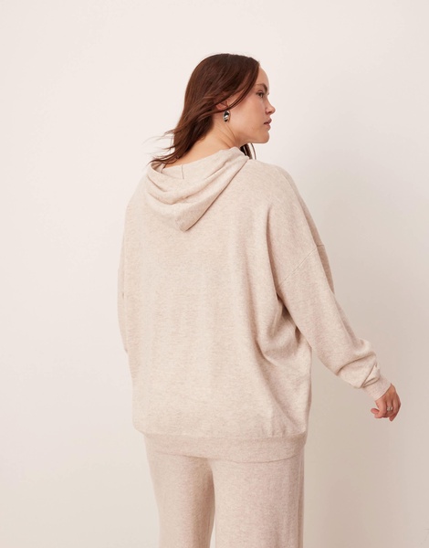 ASOS EDITION Curve premium cashmere blend knit hooded sweater in oat - part of a set