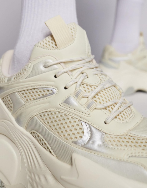 ASOS DESIGN chunky sneakers in white mesh and faux leather paneling