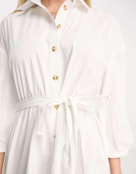 River Island belted shirt dress in white