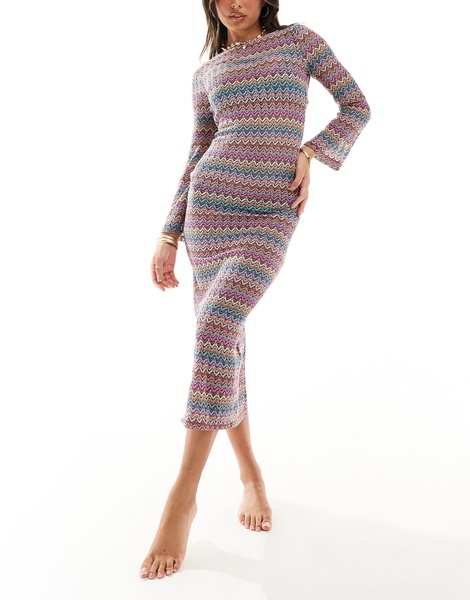 Accessorize zig zag maxi beach cover up in multi