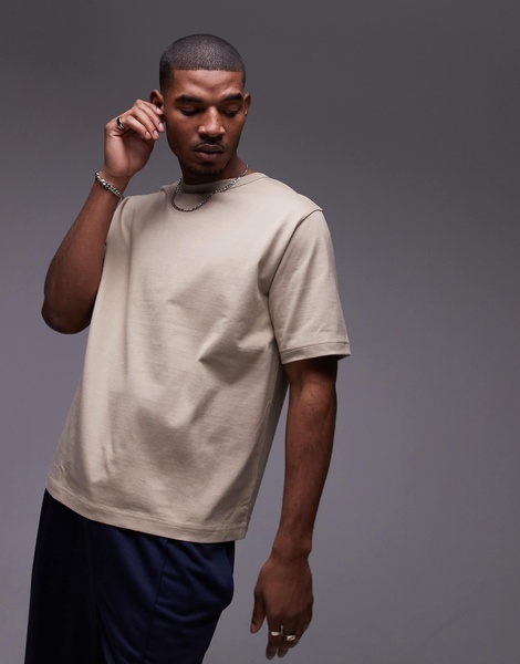 ARKET heavyweight jersey oversized T-shirt in beige