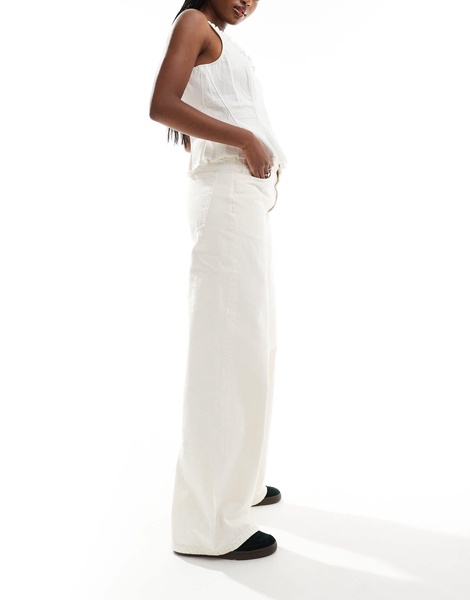 Mango oversized straight leg jeans in white