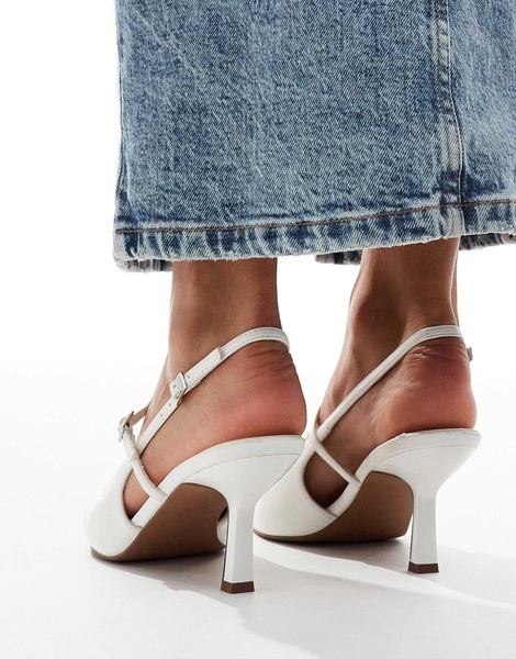 ASOS DESIGN Swipe mary-jane mid heeled shoes in white