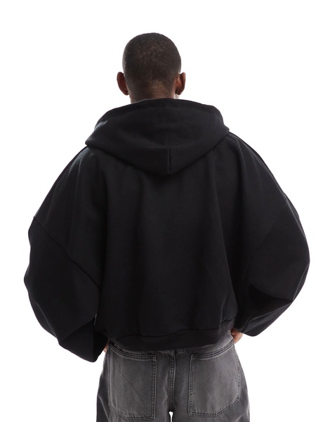 ASOS DESIGN heavyweight extreme oversize cropped hoodie with half zip design in black