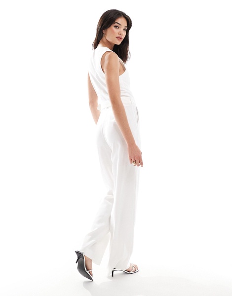 Mango tailored vest top jumpsuit in white