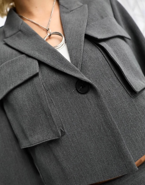 COLLUSION oversized boxy blazer with pockets in gray - part of a set