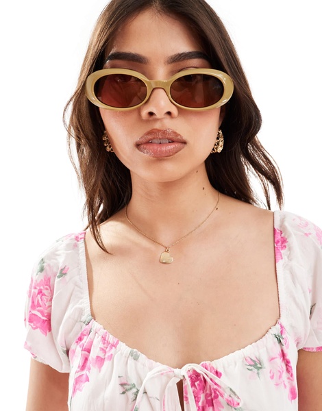 Le Specs work it oval sunglasses in pistachio