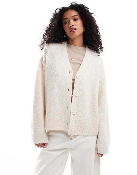 ASOS DESIGN oversized cardigan in boucle in cream