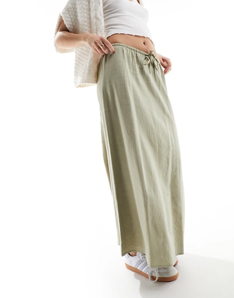 Cotton On maxi shift skirt in sage linen blend