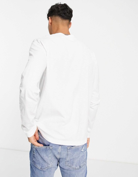 Polo Ralph Lauren player logo slub henley long sleeve top in white