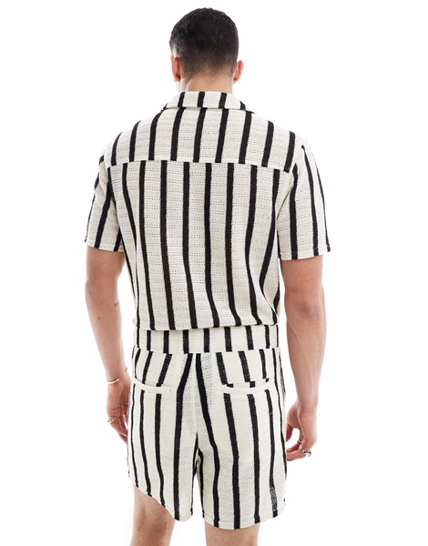 ASOS DESIGN stripe textured boilersuit