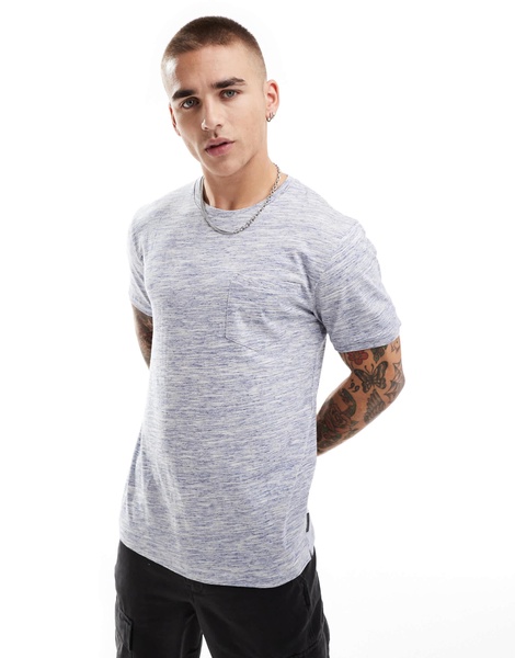 French Connection injection pocket t-shirt in heathered light blue