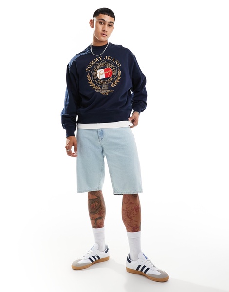 Tommy Jeans explorer luxe logo sweatshirt in navy