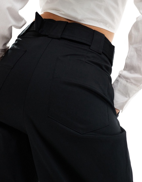 Mango belted tailored pants in black