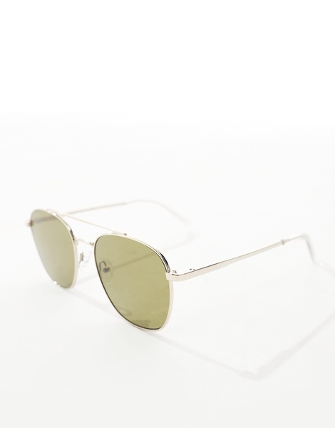 Le Specs metaphor aviator sunglasses in gold with green lenses