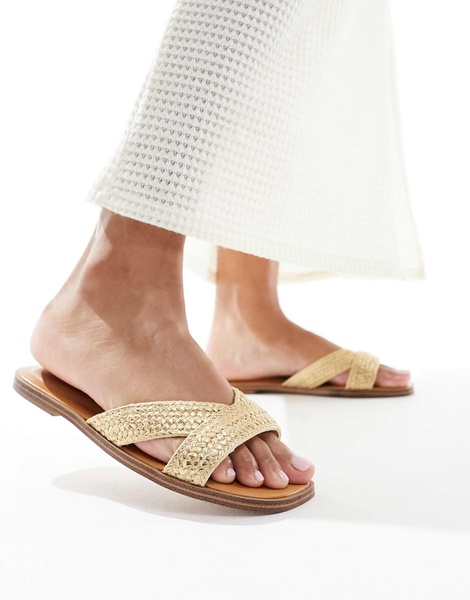 ALDO Caria woven flat sandals in gold