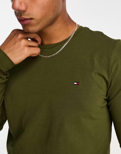 Tommy Hilfiger stretch slim fit long sleeve T-shirt in putting green