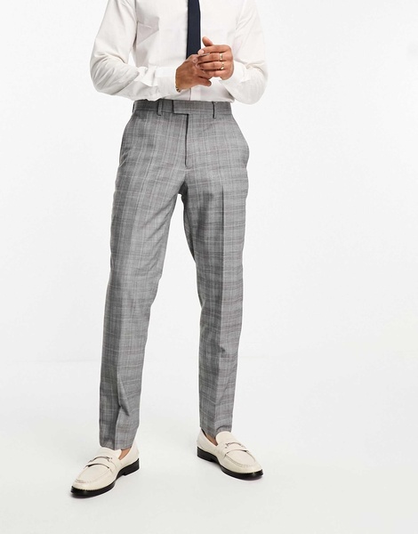 French Connection prince of wales check suit pants in mid gray