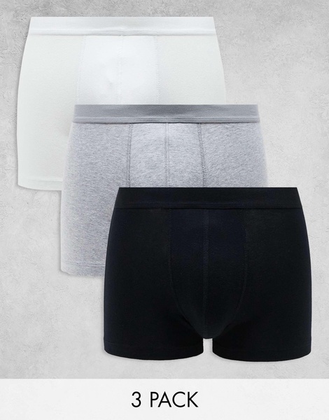 ASOS DESIGN 3 pack jersey trunks in multiple colors