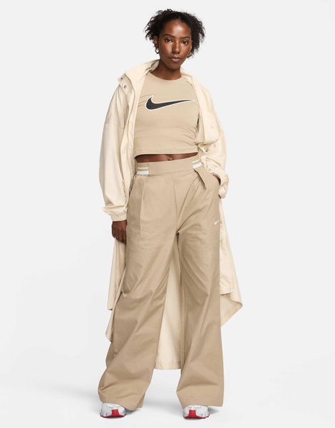 Nike Collection woven wide leg pants in khaki beige