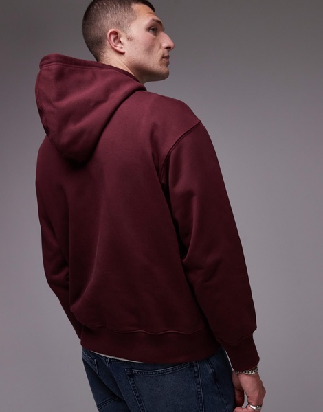 ARKET relaxed terry hoodie in burgundy