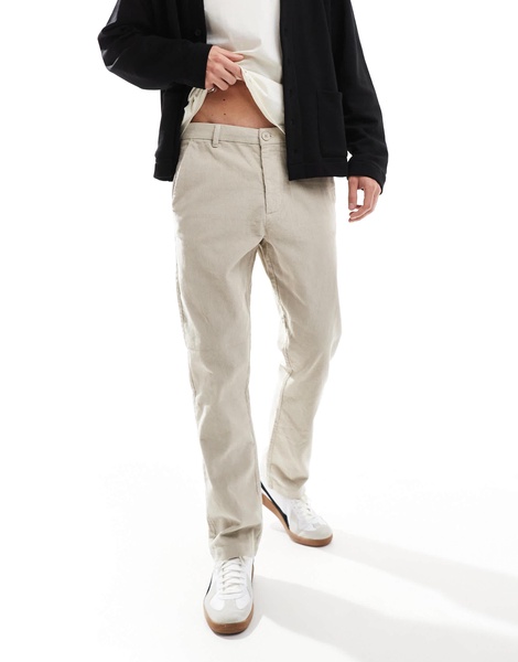 French Connection slim leg cord pants in stone