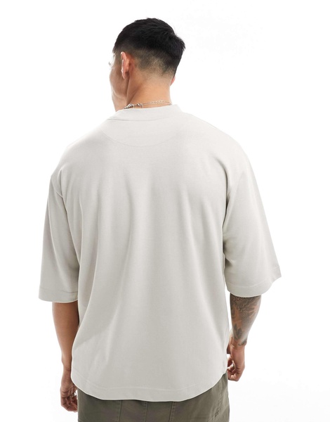 Brave Soul heavyweight oversized t-shirt in light gray