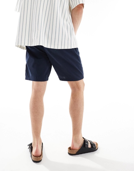 Brave Soul lightweight cotton elastic waist shorts in navy