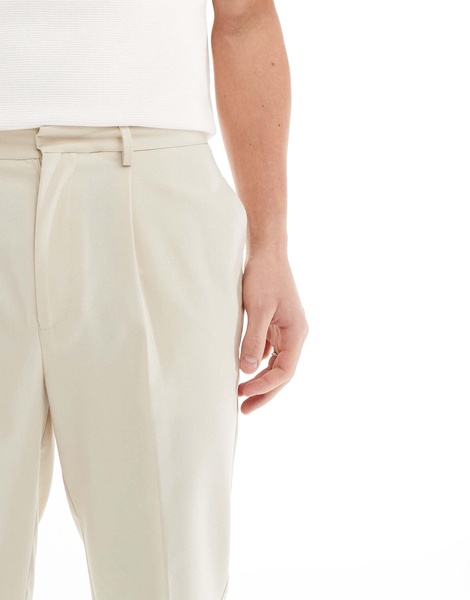 ASOS DESIGN tapered jogger pants in stone