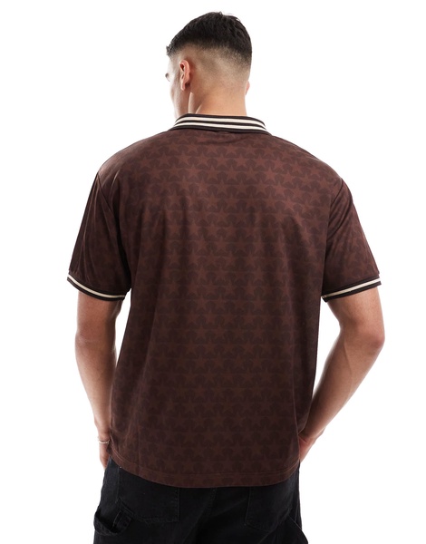 Cotton On oversized athletic polo t-shirt with graphics in brown