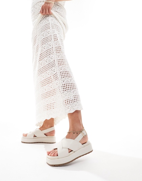 ASOS DESIGN Wide Fit Frosty chunky two-part sandals in off-white