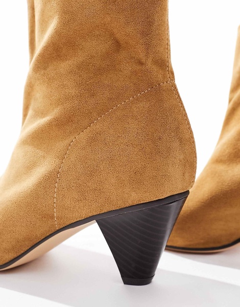 Truffle Collection wide fit cone heel ankle boots in tan