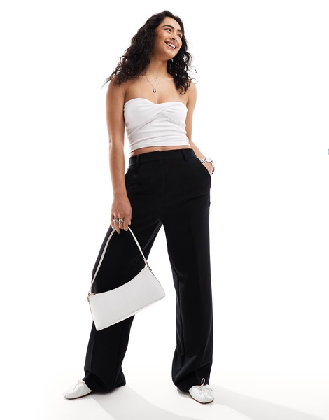 Cotton On 2 pack twist front bandeau crop top in black white