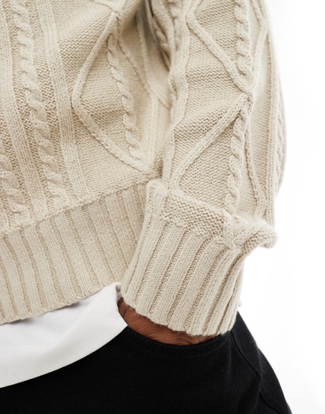 Cotton On stone heather cable knit sweater