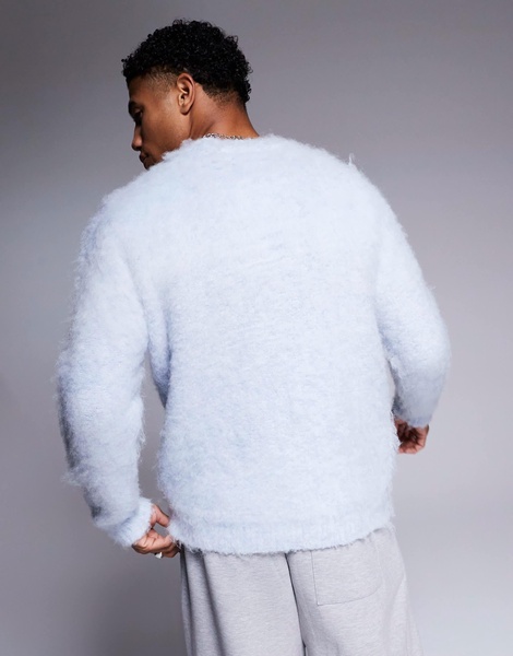 ASOS DESIGN knit fluffy sweater in blue