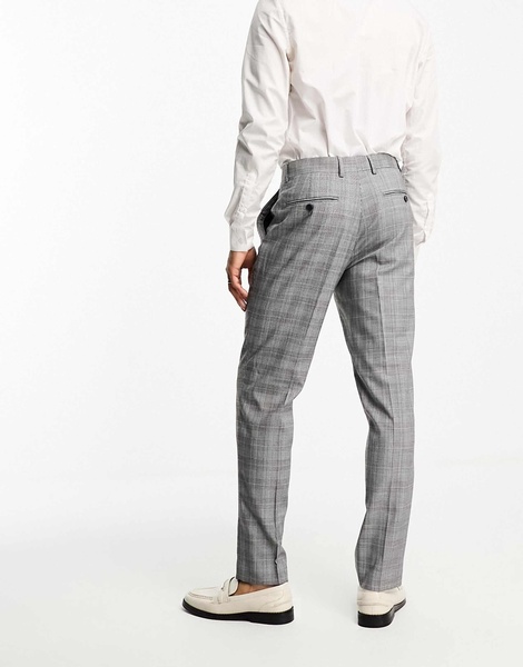 French Connection prince of wales check suit pants in mid gray