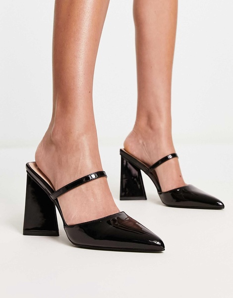 RAID Nima backless heeled shoes in black patent