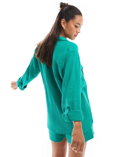 Accessorize long sleeve beach shirt in green - part of a set