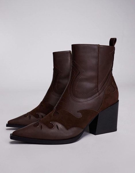 ASOS DESIGN western chelsea boots in brown with cuban heel