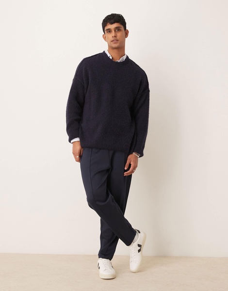 ASOS DESIGN tapered scuba sweatpants in navy