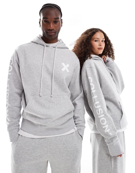 COLLUSION Unisex logo hoodie in gray heather - part of a set