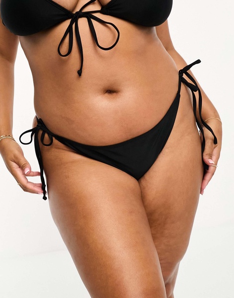 COLLUSION Plus tie side bikini bottoms in black