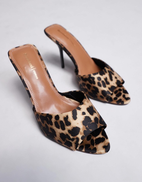 River Island satin mule heel in leopard print