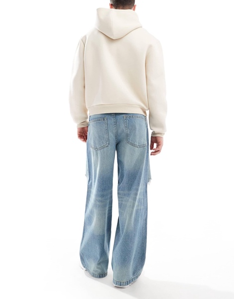 ASOS DESIGN super baggy jeans with rips in vintage light wash blue