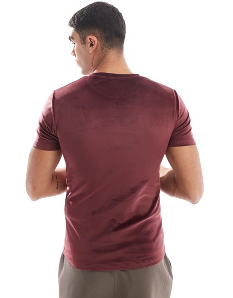 ASOS DESIGN muscle fit t-shirt in burgundy velour