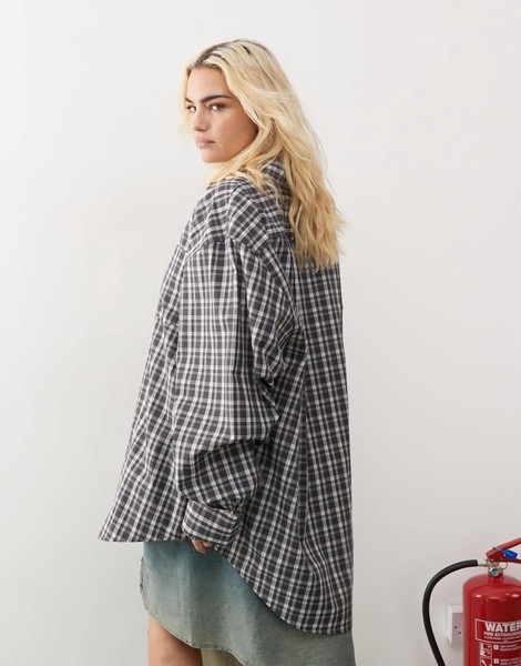 COLLUSION oversized shirt in charcoal check